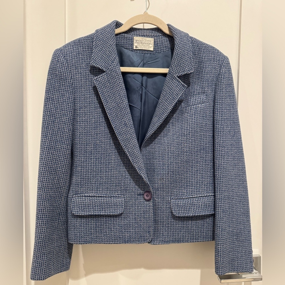 Pendleton tweed Classic Blue Textured Blazer size 10 no size tag - Picture 6 of 12